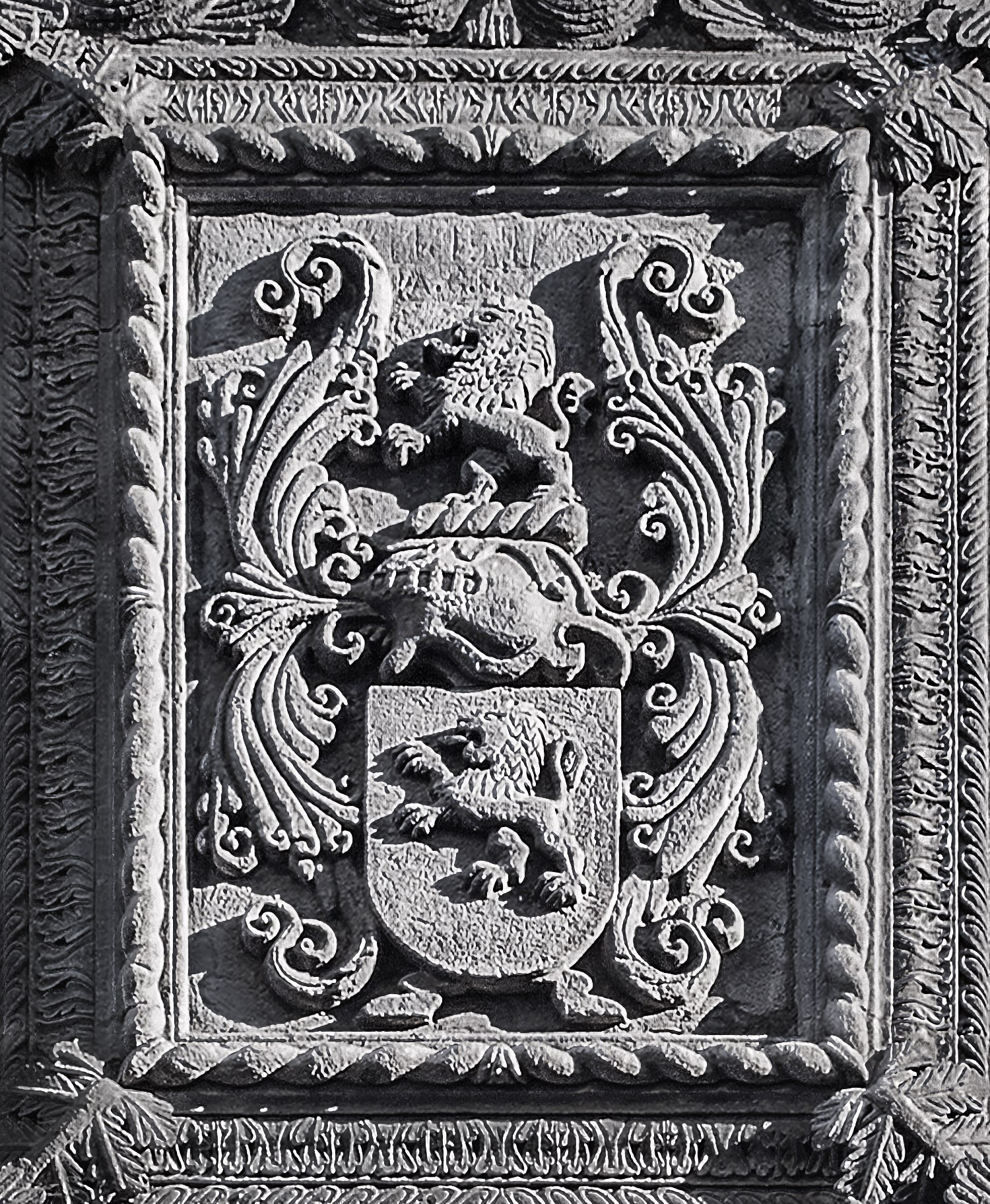 Wappen der Familie Bittencourt, an der Fassade des Palácio Bettencourt, in Angra do Heroísmo, Azoren